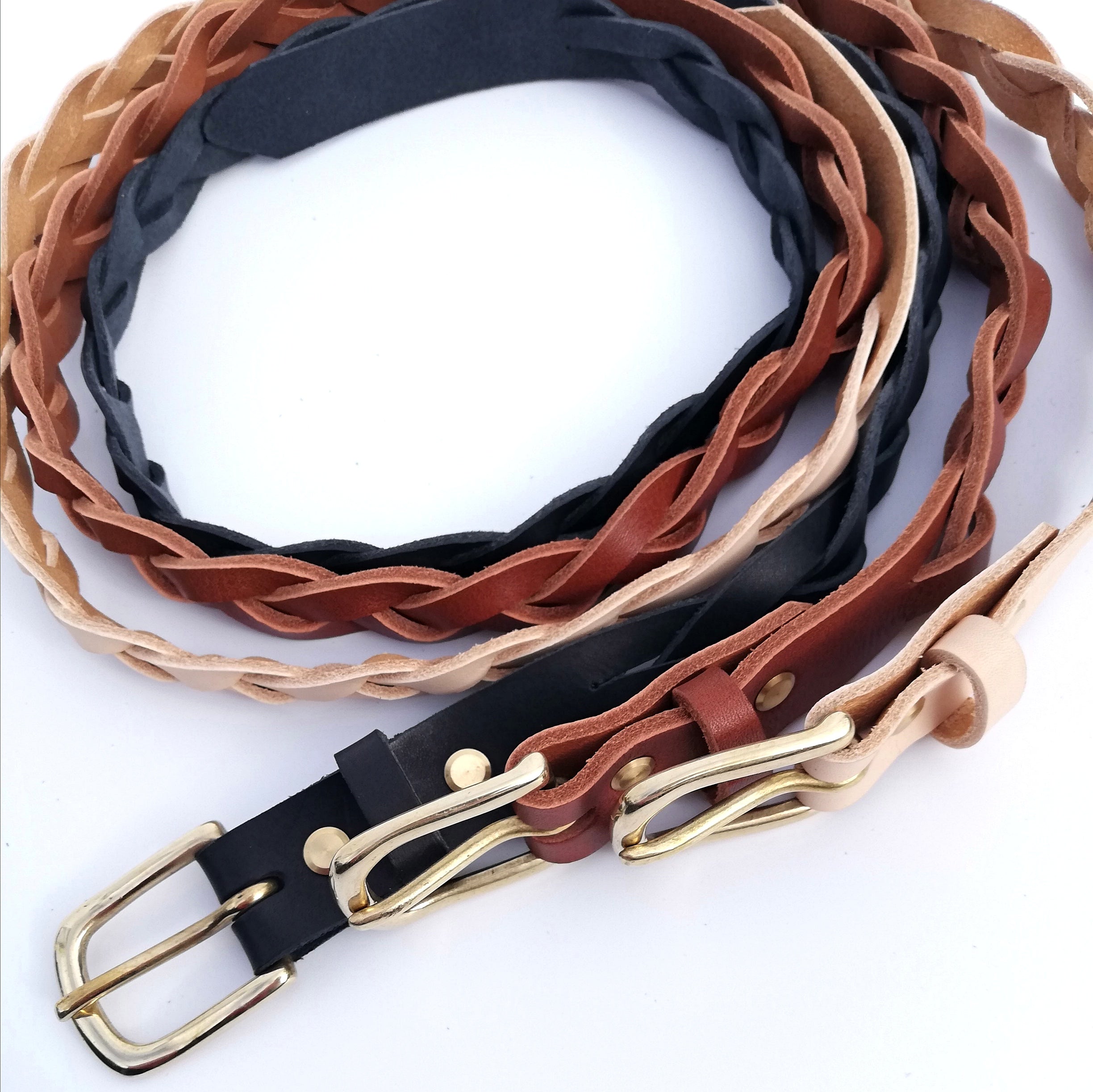 Leather Braided Handmade Belt - Wide