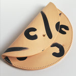 Load image into Gallery viewer, Small Slim Handmade Leather Halfmoon Crossbody Bag - Leopard Hand painted
