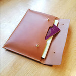 Load image into Gallery viewer, Personalised Handmade Leather A5 Travel / Car Manual Case
