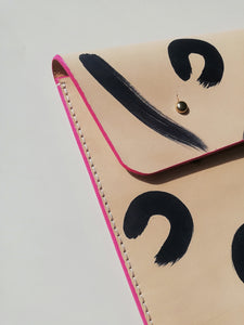 Personalised Hand Painted MacBook / Laptop Case With Painted Edge- Leopard