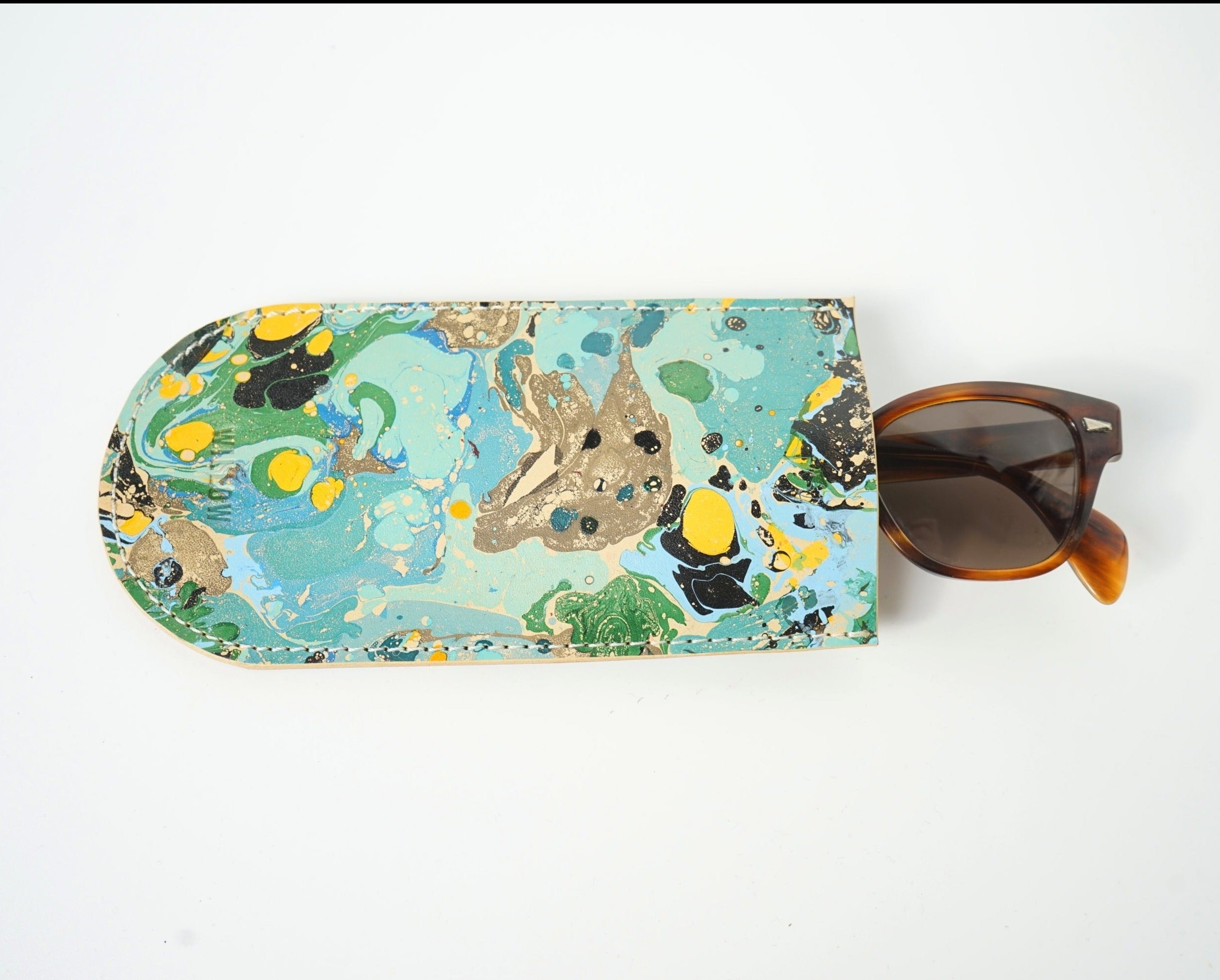 Handmade Marbled Leather Glasses Case
