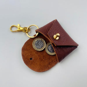 Handmade Leather Marbled Mini Purse Keyring